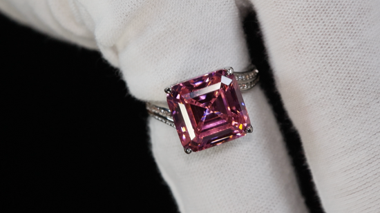 Pink Asscher Cut Diamond Ring | Pink Asscher Diamond Ring