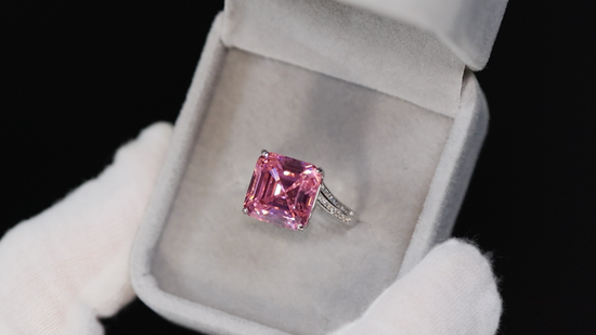 Pink Asscher Cut Diamond Ring | Pink Asscher Diamond Ring