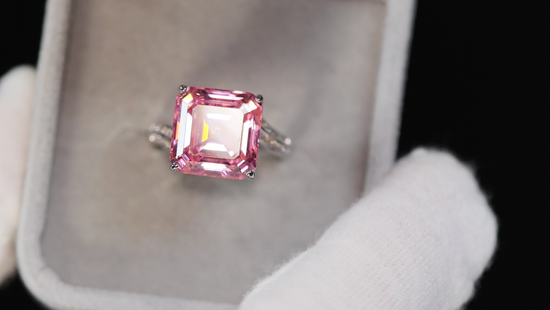 Pink Asscher Cut Diamond Ring | Pink Asscher Diamond Ring