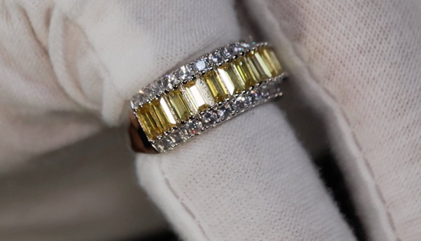 Yellow Diamond Ring | Mens Yellow Diamond Rings | Yellow Baguette Ring