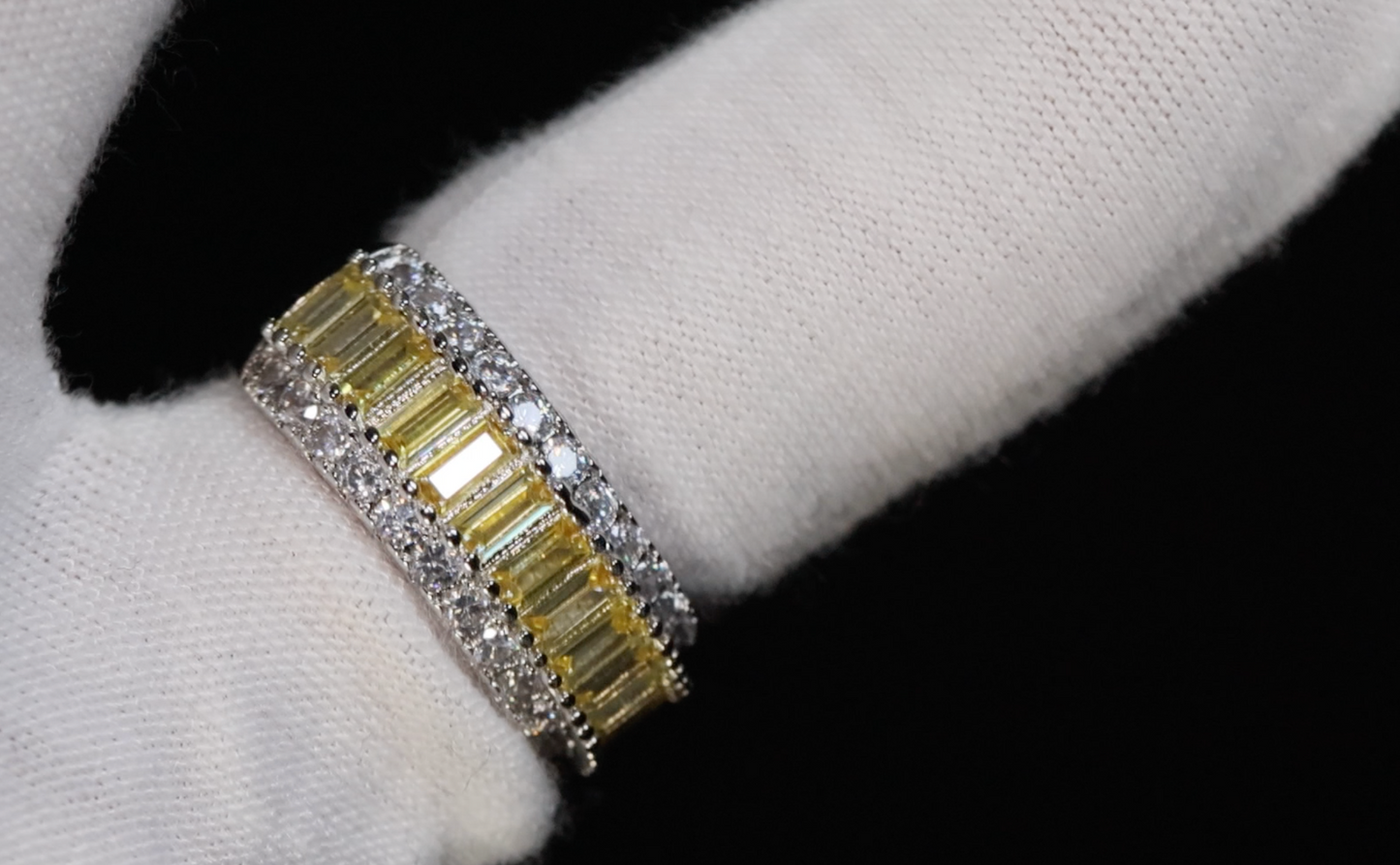 Yellow Diamond Ring | Mens Yellow Diamond Rings | Yellow Baguette Ring