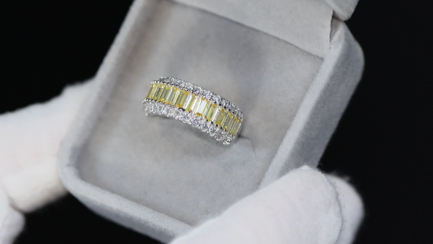 Yellow Diamond Ring | Mens Yellow Diamond Rings | Yellow Baguette Ring