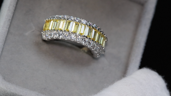 Yellow Diamond Ring | Mens Yellow Diamond Rings | Yellow Baguette Ring