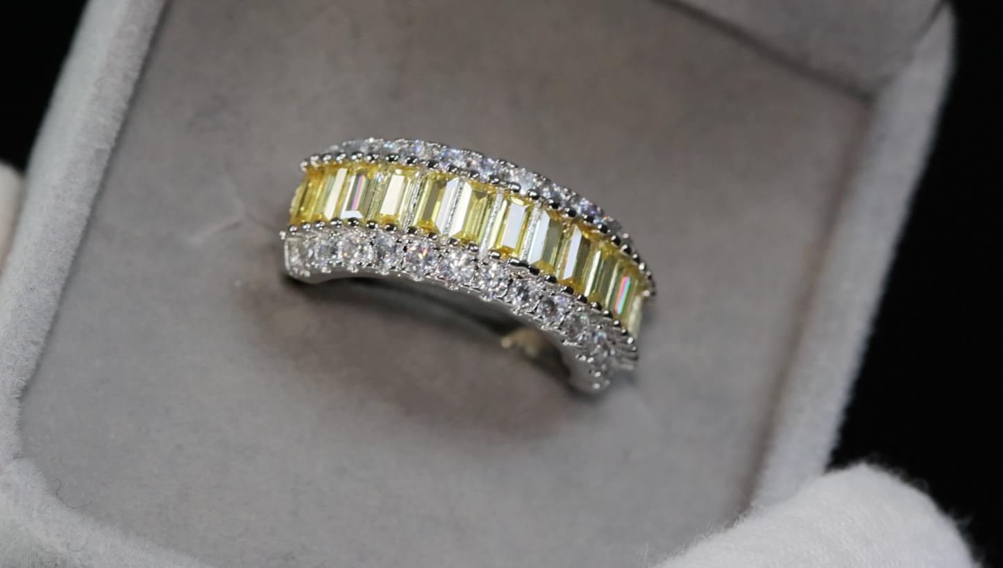 Yellow Diamond Ring | Mens Yellow Diamond Rings | Yellow Baguette Ring