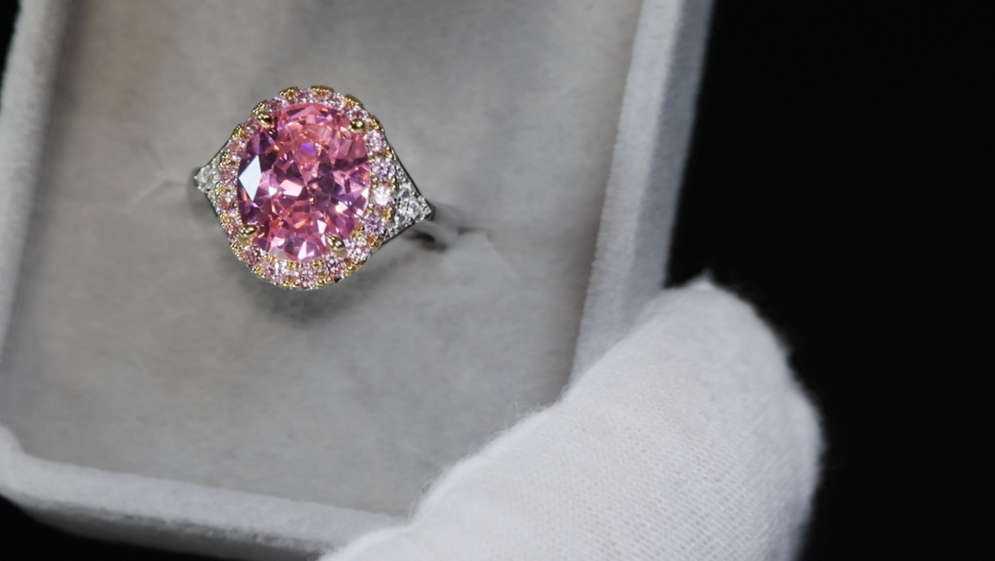 Womens Pink diamond Ring | Pink Oval Cut Diamond Ring