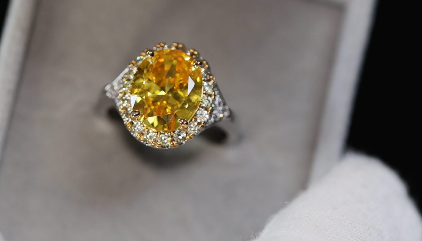 Yellow Diamond Ring | Yellow Oval Diamond Ring