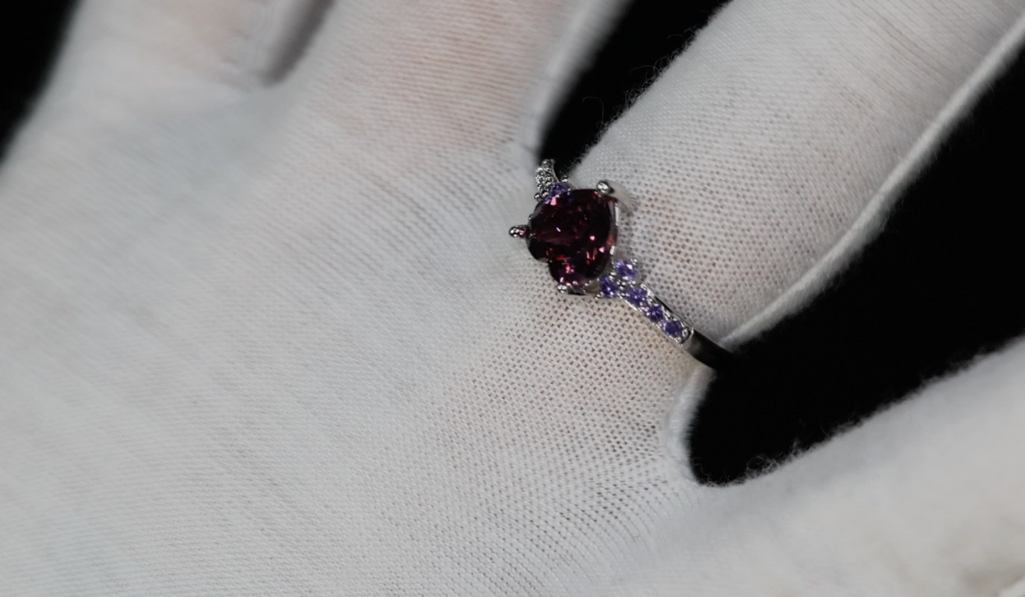 Purple Diamond Ring | Purple Diamond Heart Ring