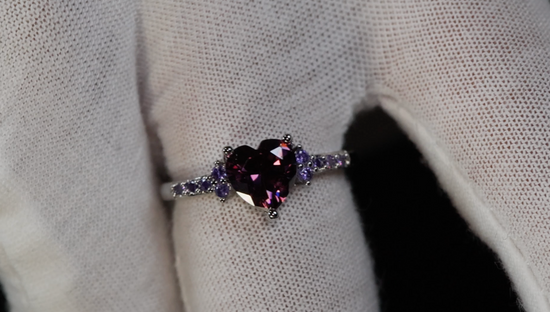 Purple Diamond Ring | Purple Diamond Heart Ring