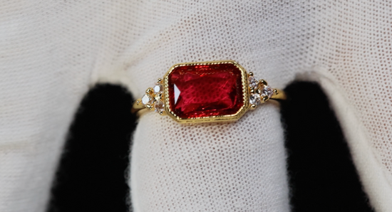 Womens Gold Red Diamond Ring | Gold Red Diamond Ring