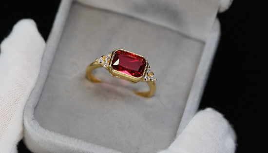 Womens Gold Red Diamond Ring | Gold Red Diamond Ring