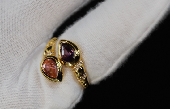 Gold Purple Diamond Ring | Womens Purple Diamond Ring