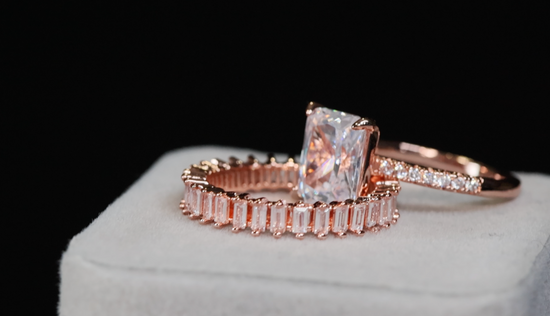 Womens Rose Gold Ring | Rose Gold Wedding Ring Set