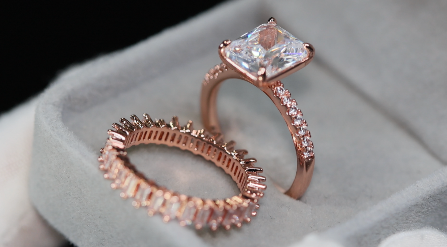 Womens Rose Gold Ring | Rose Gold Wedding Ring Set