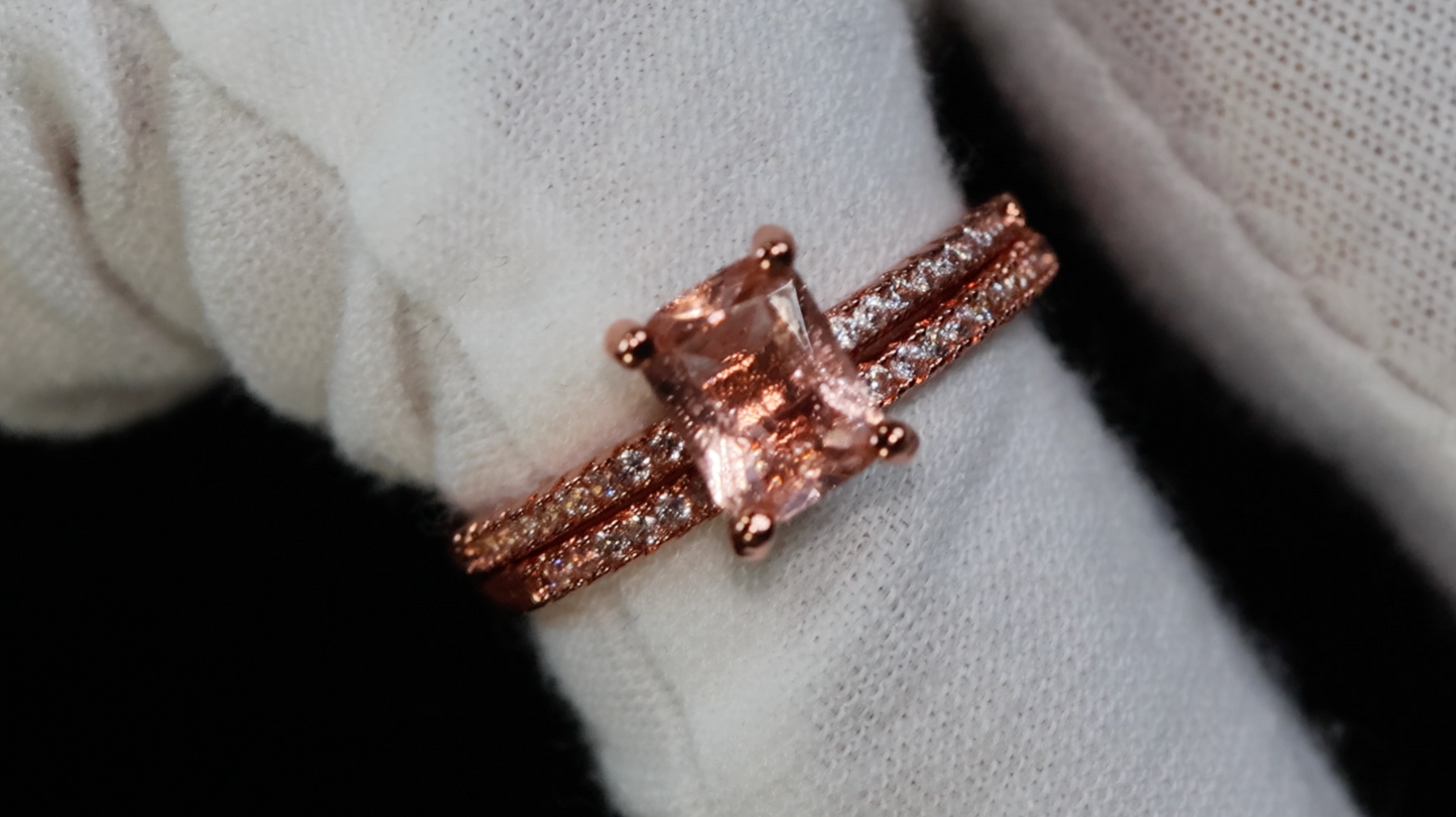 Womens Rose Gold Ring | Rose Gold Engagement Ring | Rose Gold Wedding Ring Set