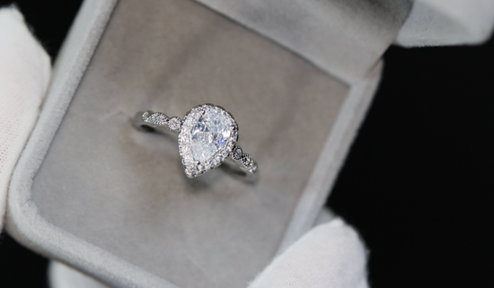 Womens Engagement Ring Set  | Pear Cut Diamond Ring