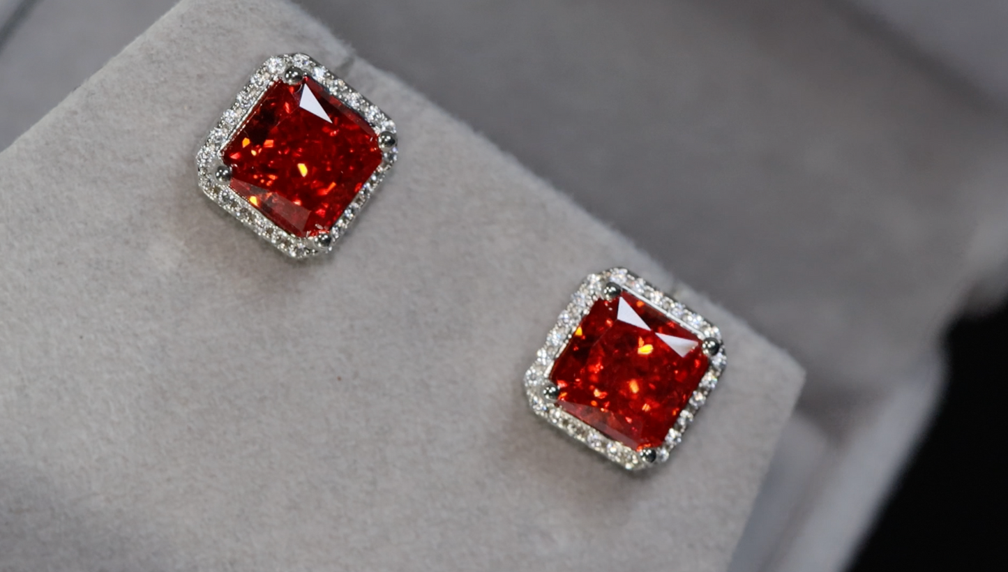 Red Diamond Ear Studs | Ear Studs | Womens Red Diamond Ear Studs