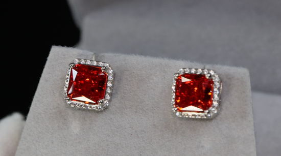 Red Diamond Ear Studs | Ear Studs | Womens Red Diamond Ear Studs