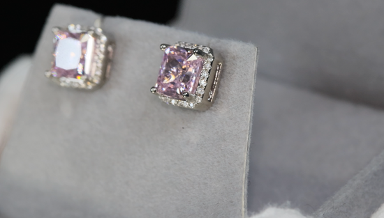 Pink Diamond Earrings | Pink Diamond Ear Studs