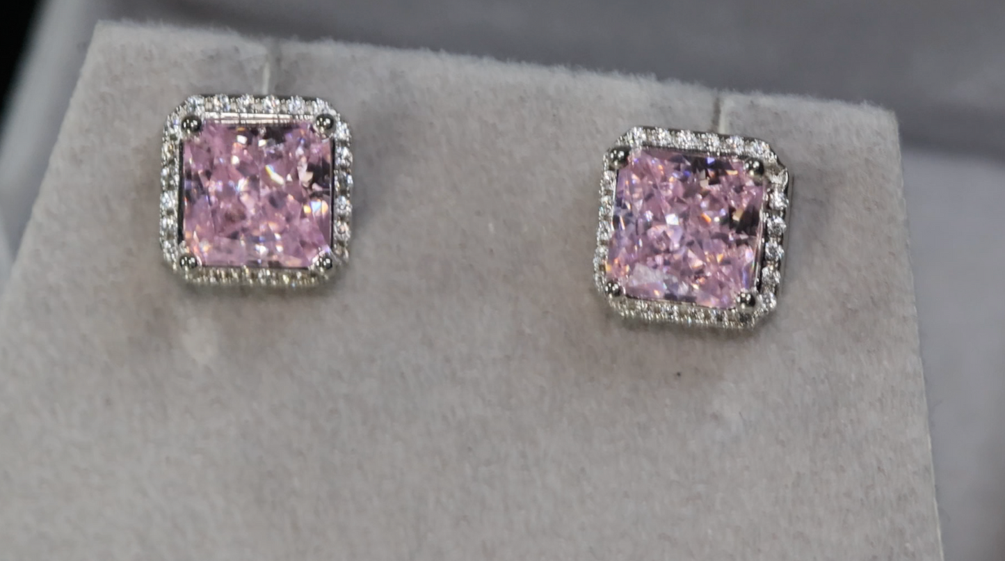 Pink Diamond Earrings | Pink Diamond Ear Studs