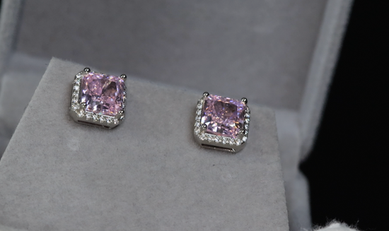 Pink Diamond Earrings | Pink Diamond Ear Studs