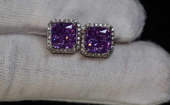 Purple Diamond Ear Studs | Purple Diamond Earrings