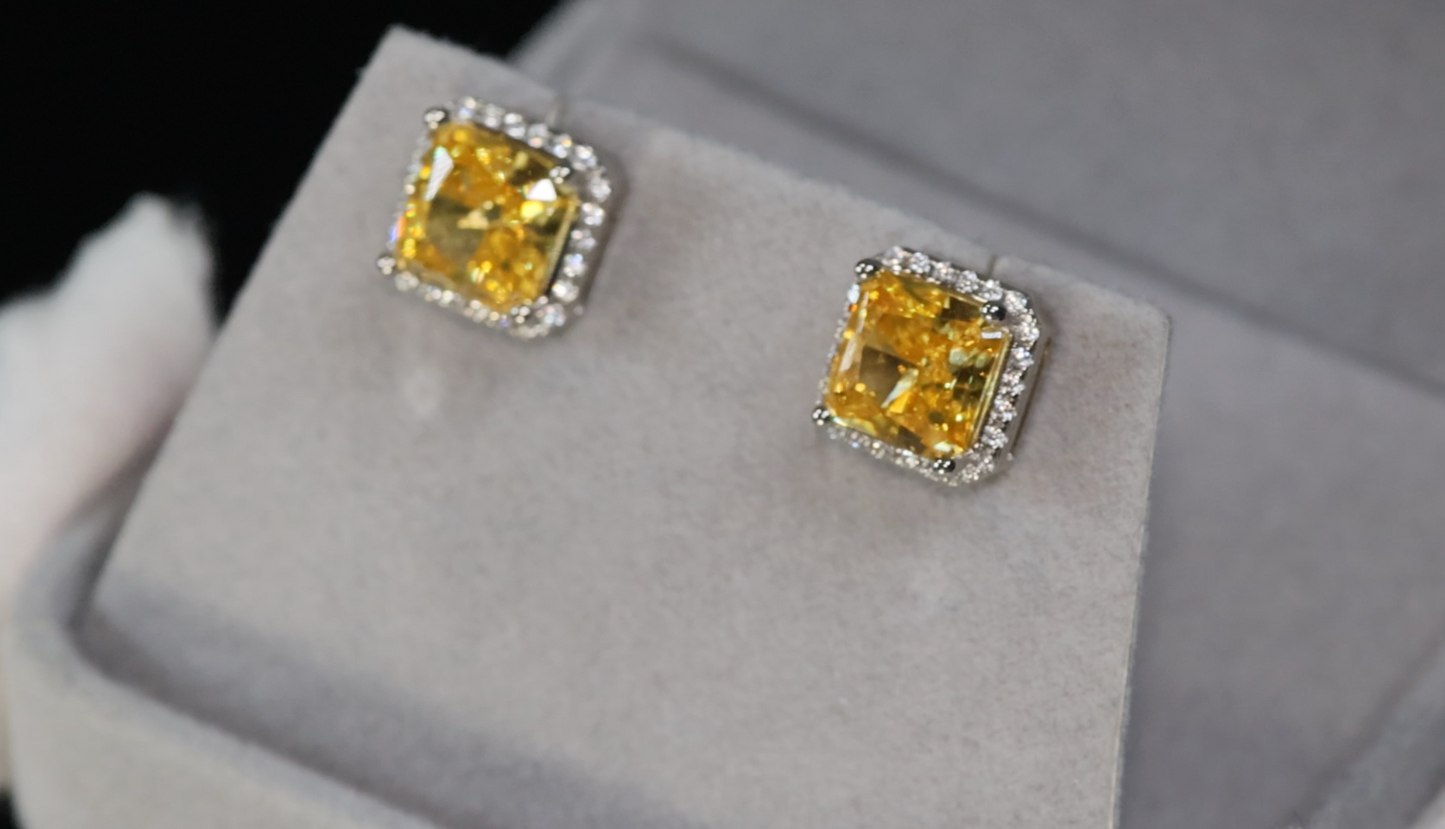 Yellow Diamond Ear Studs