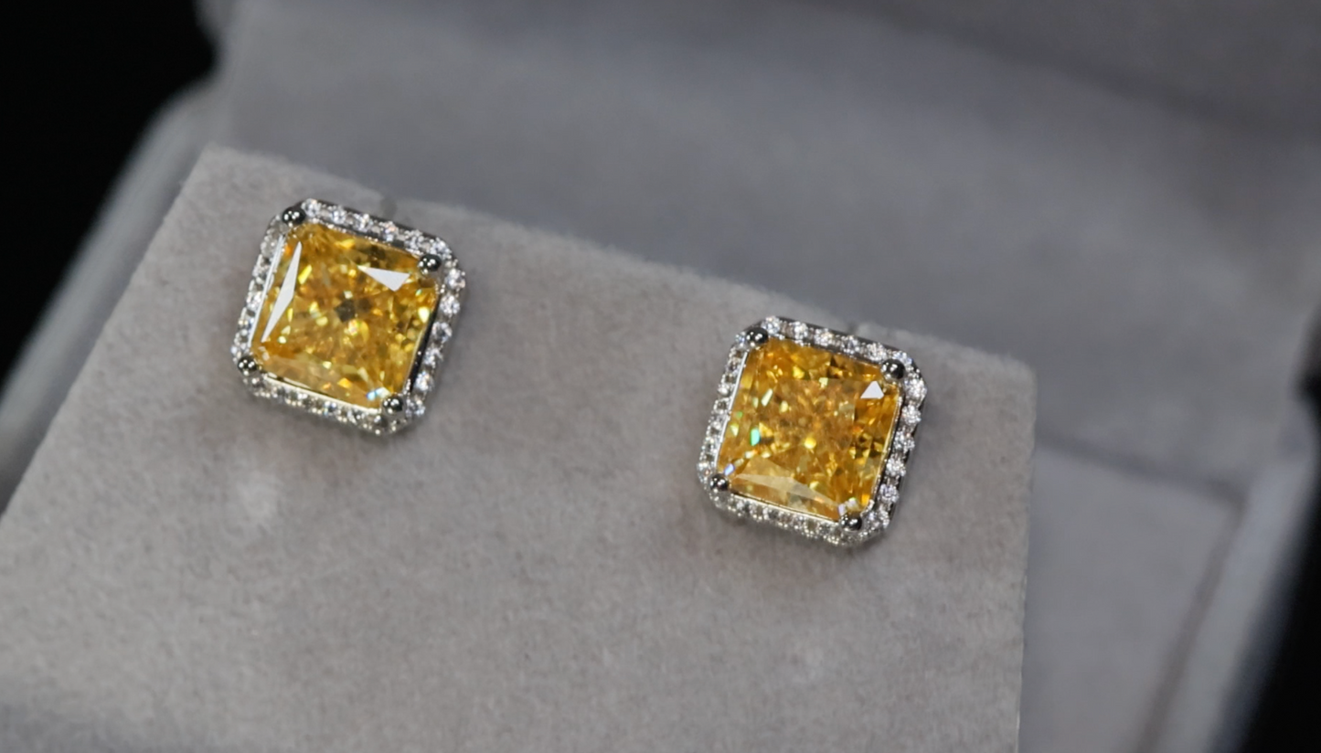 Yellow Diamond Ear Studs | Yellow Diamond Earrings