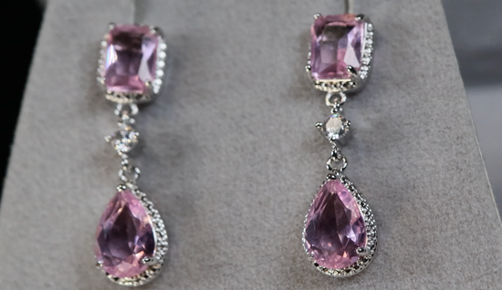 Pink Diamond Earrings | Pink Pear Cut Diamond Earrings