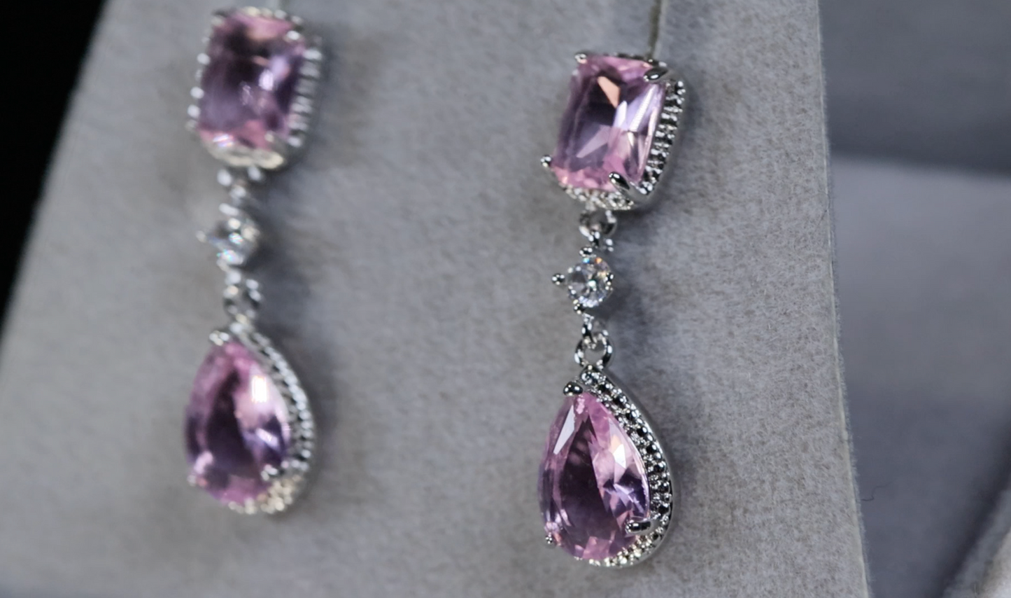 Pink Diamond Earrings | Pink Pear Cut Diamond Earrings