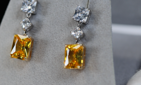 Womens Yellow Diamond Earrings