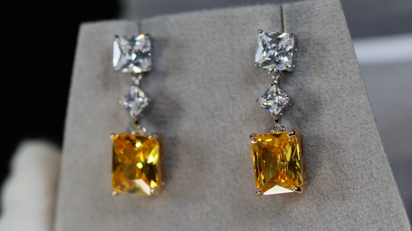 Womens Yellow Diamond Earrings