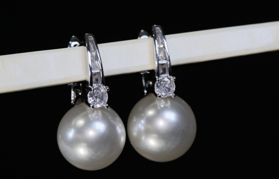 Pearl Earrings | Diamond Pearl Ear Studs | Womens Pearl Earrings