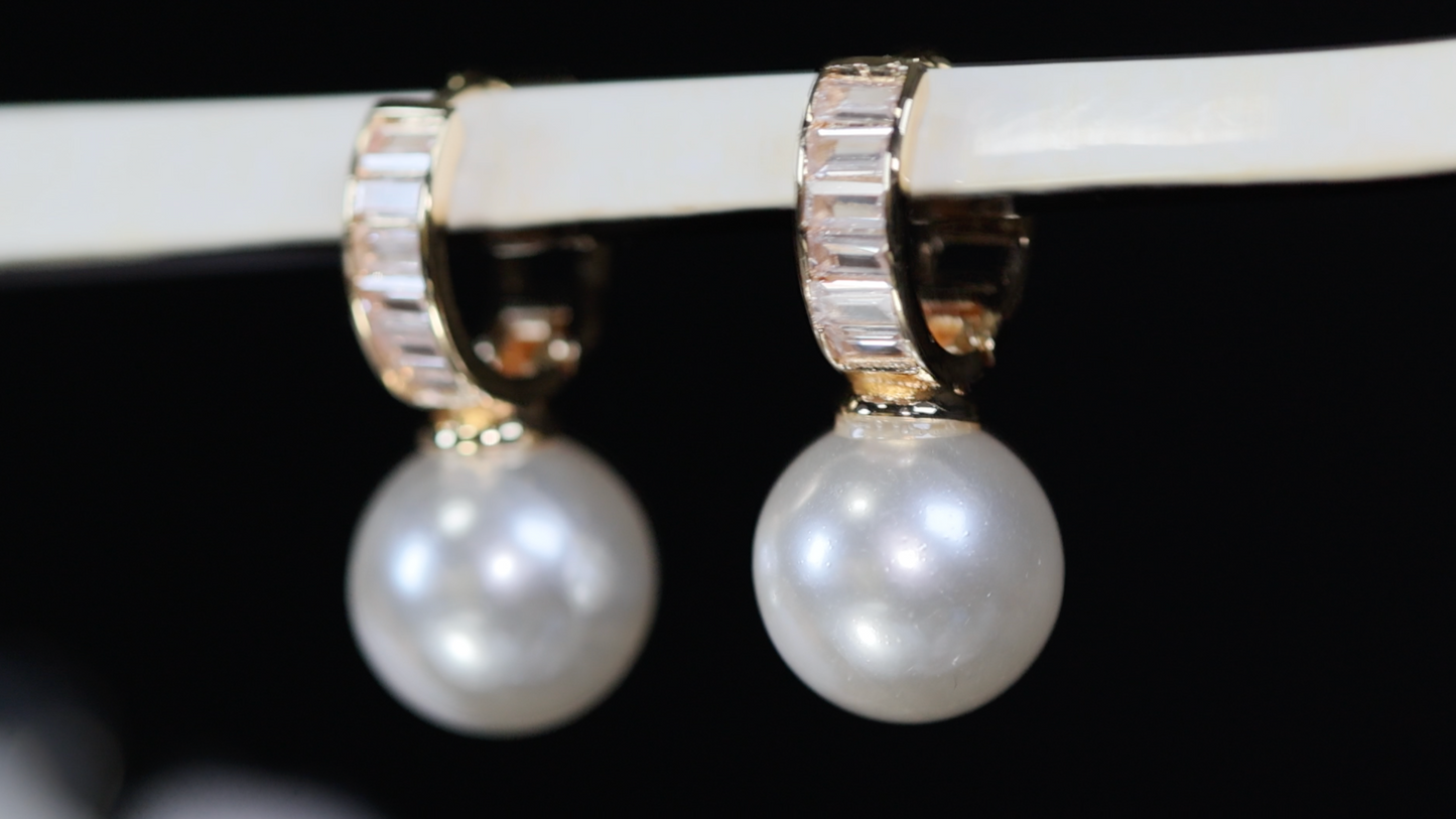 Gold Pearl Earrings | Diamond Pearl Earrings | Womens Gold Pearl Earrings