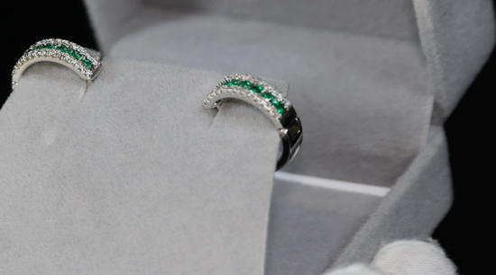 womens Green Diamond Hoop Earrings