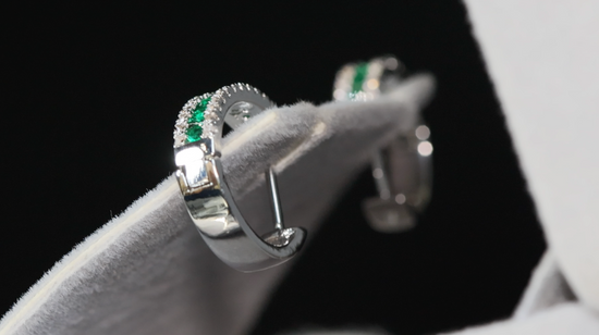 Mens Green Diamond Hoop Earrings | Womens Green Diamond Hoop Earrings