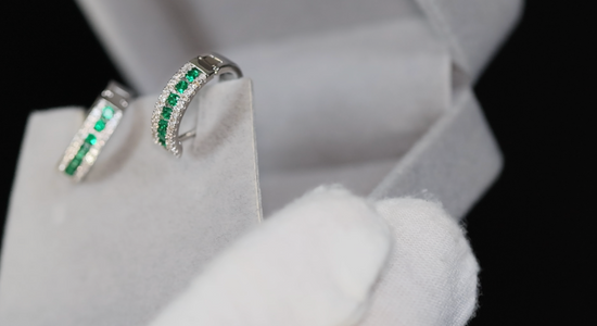 Mens Green Diamond Hoop Earrings | Womens Green Diamond Hoop Earrings