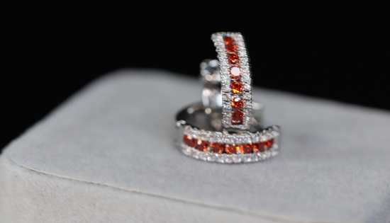 Mens Red Diamond Hoop Earrings