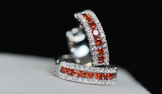 Mens Red Diamond Hoop Earrings | Womens Red Diamond Hoop Earrings