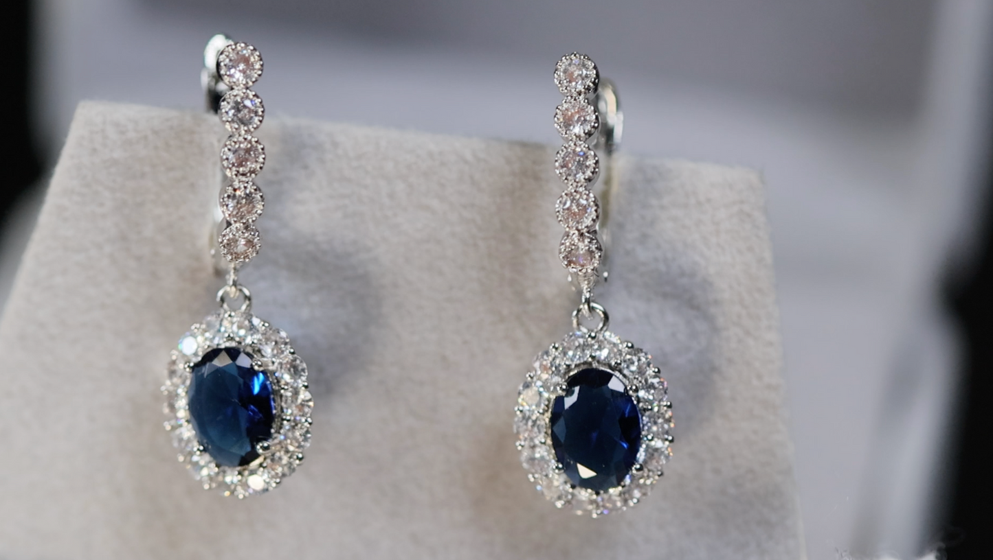 Sapphire Blue Diamond Earrings