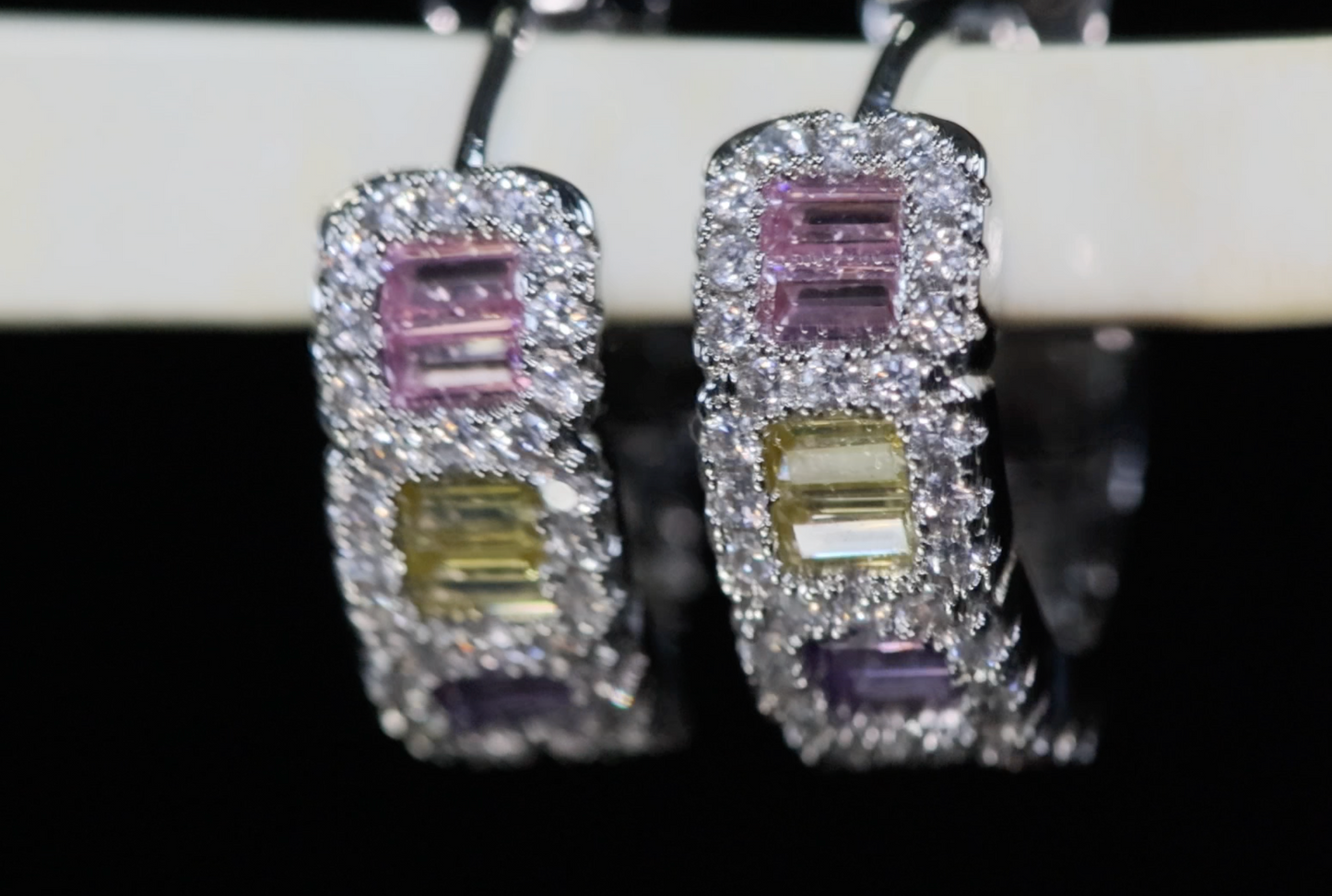 Rainbow Diamond Hoop Earrings