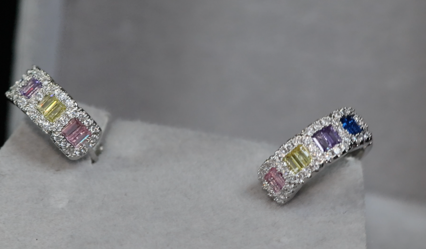 Rainbow Diamond Earrings | Rainbow Diamond Hoop Earrings