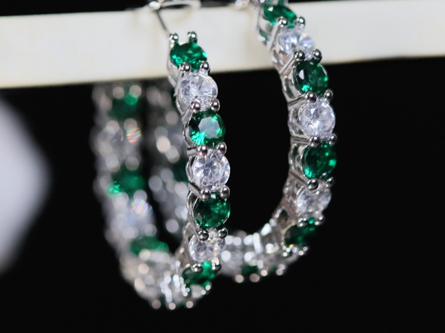 Big Green Diamond Hoop Earrings