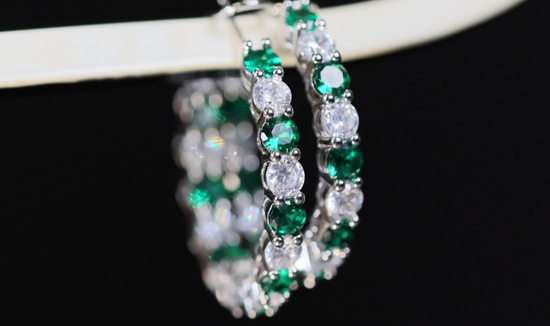 Big Green Diamond Hoop Earrings