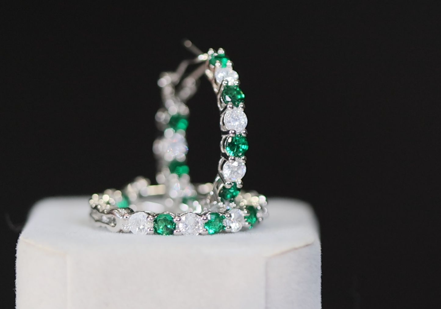Big Green Diamond Hoop Earrings