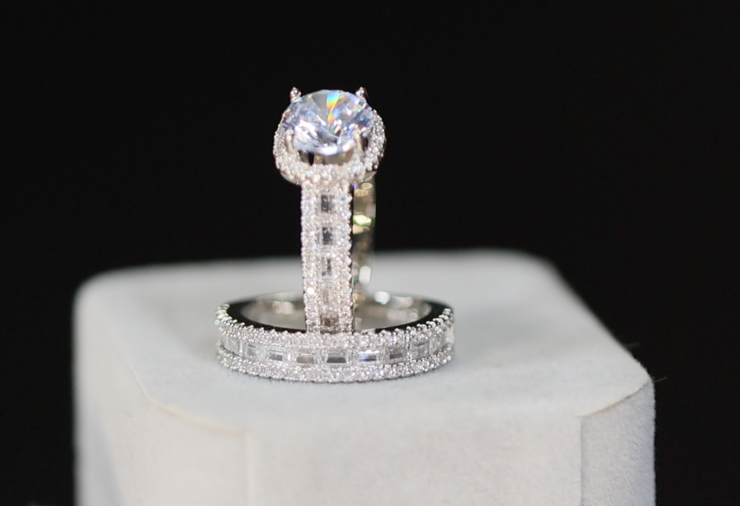 Baguette Cut Engagement Ring Set | Womens Wedding Ring Set