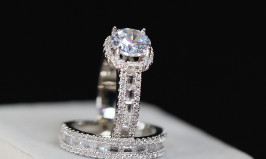 Baguette Cut Engagement Ring Set | Womens Wedding Ring Set