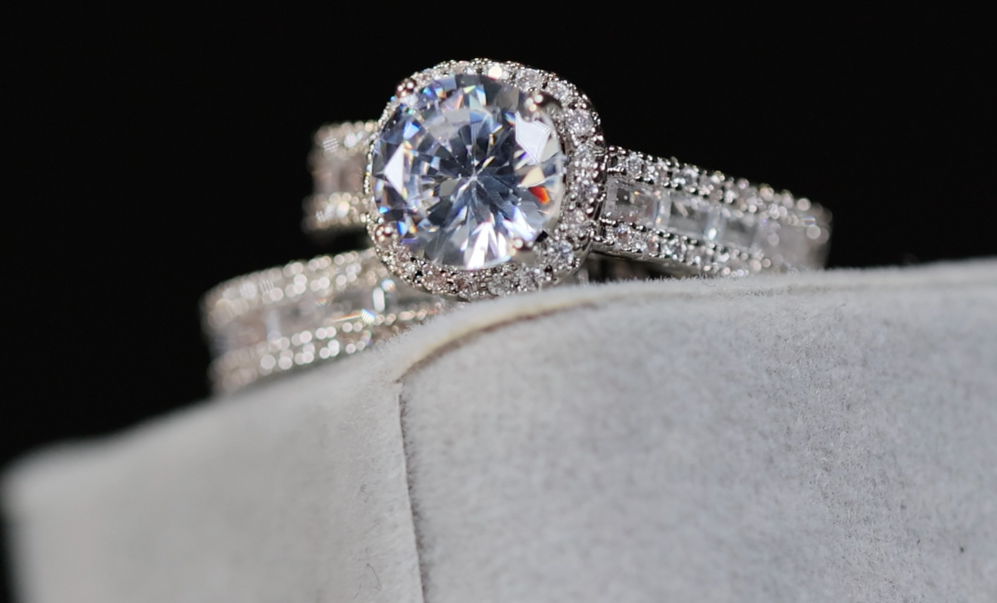 Baguette Cut Engagement Ring Set | Womens Wedding Ring Set