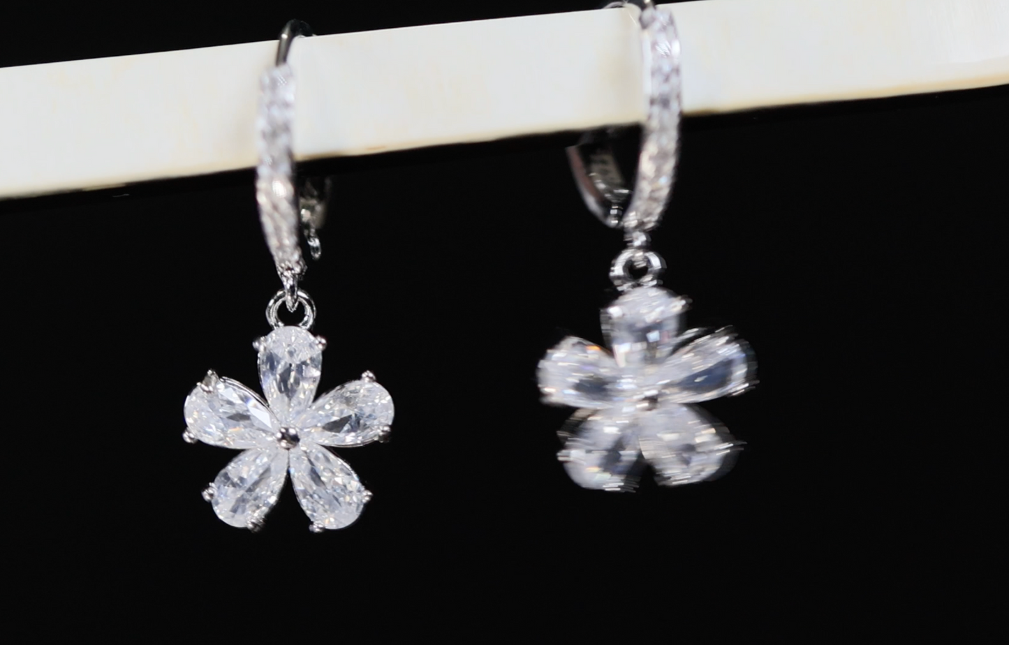 Womens Flower Diamond Earrings | Womens Diamond Hoop Earrings