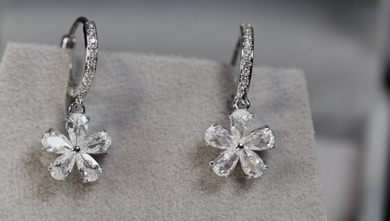 Womens Flower Diamond Earrings | Womens Diamond Hoop Earrings