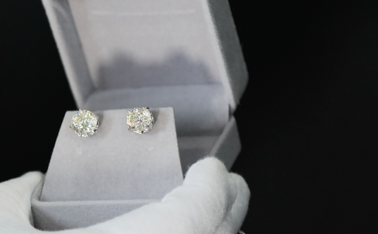 Womens Yellow Diamond Ear Studs | Big Yellow Diamond Earrings